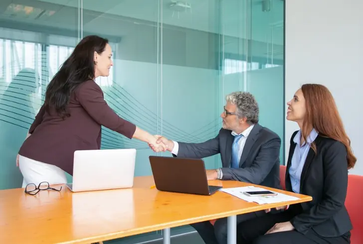Personal bankers with clients